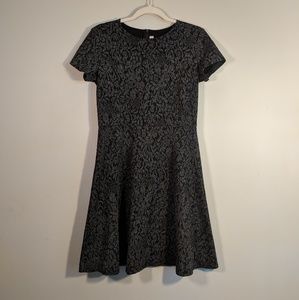LOFT | Black & Grey Textured Floral Dress